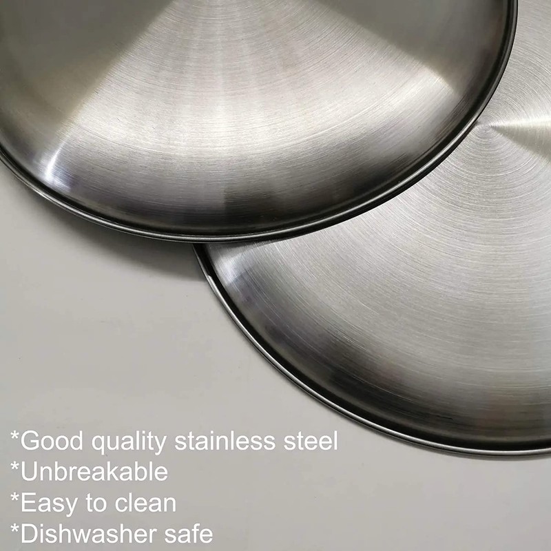JXHAPY Reusable Brushed Metal Dinner Plates-Stainless Steel Round Plates,Dinner Plate