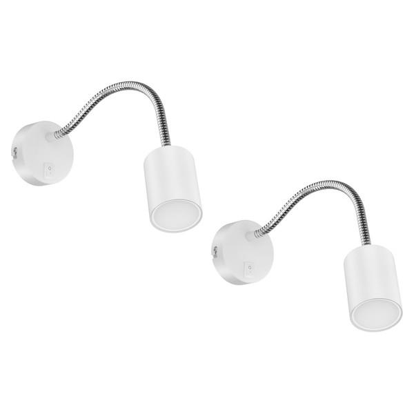ledscom.de Waika Reading Lamp with Gooseneck and Switch White Matt