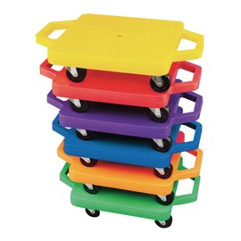 S&S Worldwide 12" Spectrum Play Scooters. Built in Handles Protect Kids Hands. Durable Molded Plastic Base with Non-Marring 2" Wheels Supports up to 200 Pounds. 6 Color Set.