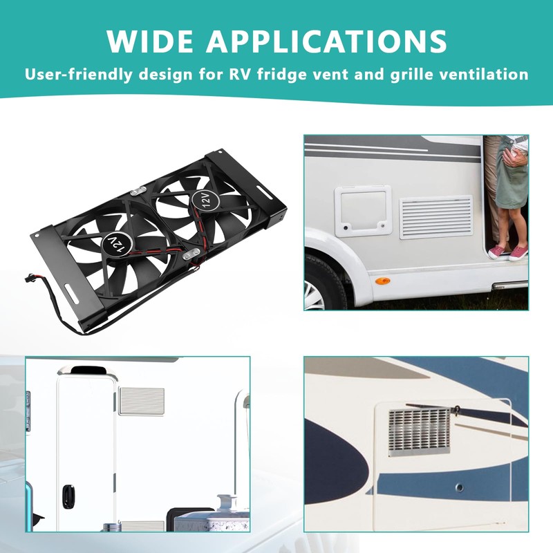 Glvvexa 5.5"(140mm) 12V RV Fridge Ventilation Cooling Fan for Fridge