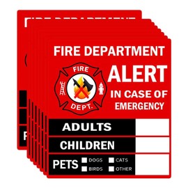 Emergency Alert People and Pet Finder Sticker/Decal - Adults, Children and Pets, 4X4.5 inch Fire Department and Rescue Safety Alert Decal for Window and Door Application (8 Pack)