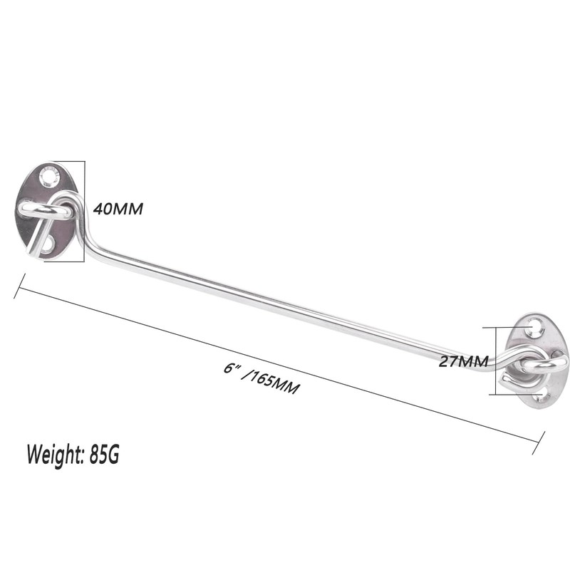 2 Pack 6'' Stainless Steel Window Hook Barn Door Latch