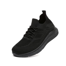 Bernal - Tenis deportivos para mujer, de malla transpirable, con cordones, ligeros, antideslizantes, para tenis, gimnasio, entrenamiento, compras, Negro2, 25.5 cm