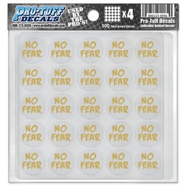 Pro-Tuff Decals No Fear Award Decals Thick mil Vinyl 1-1/8" Diameter (100 Decals) (Vegas Gold on Clear)