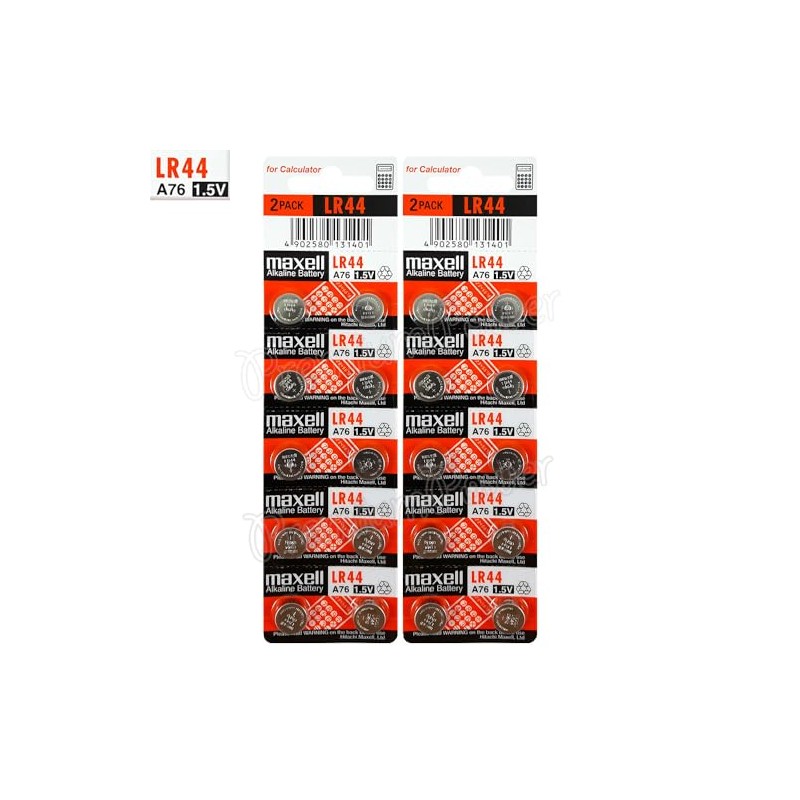 Maxell LR44 (A76) Batteries, 20 Count