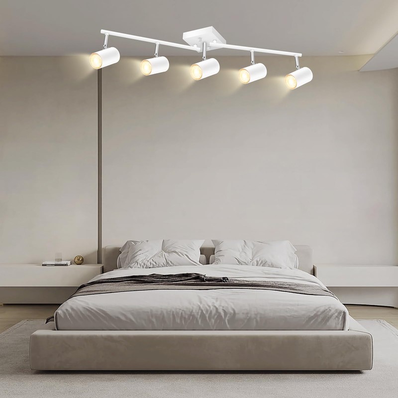 BoostArea Track Lighting Fixtures Ceiling, 5 Light White Track Light