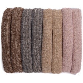 Mytoptrendz® Set of 8 Pcs Stretchy Jersey Soft Marl Hair Elastics Hair Bands Stretchy Hair Ties Girls Women Sports Yoga School Hair Accessories(Marl Gold Brown tone)
