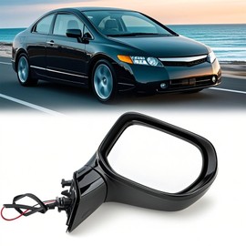 Aotoally Right Passenger Side Mirror for 2006-2011 Honda Civic（Power Glass - Manual Folding - Black - 3-Pin ）Replaces # 76200SNEA01 HO1321221