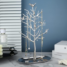 Branch Jewelry Rack with metal tray,Luxury color,Tree Tower Rack Hanging Organizer for Ring Earrings Necklace Bracelet,Suitable for living rooms, bathrooms,offices,etc.