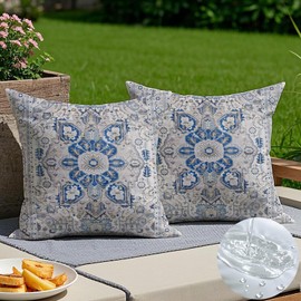 Vorysum Outdoor Cushion Weatherproof 45 x 45 cm Boho Decorative Cushion Vintage Cushion Covers Summer Abstract Cushion Cover Art Sofa Cushion Modern Decorative Cushion Covers for Living Room Garden Couch Set of 2