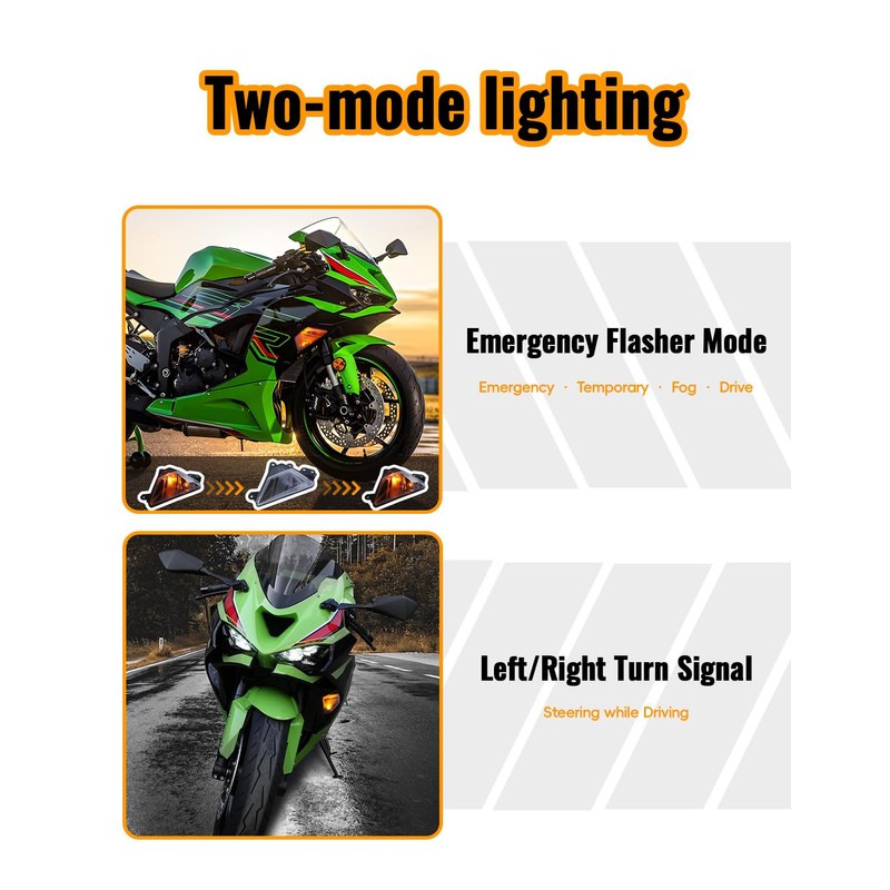 LUXEMOTO Front Turn Signal Light for Ninja ZX6R, LED Amber