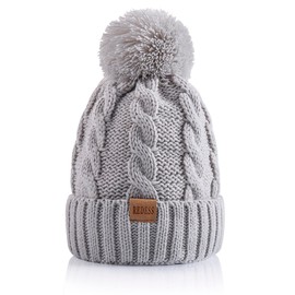 REDESS Women Winter Pompom Beanie Hat with Warm Fleece Lined, Thick Slouchy Snow Knit Skull Ski Cap