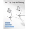 Sterling Silver CZ Half Hoop Earrings, Silver Open Stud Earrings