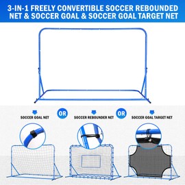 6X4FT Three Mode Soccer Goal & Rebounder Net & Target Net,Four Targets for Precise Training,Tough-Built for Intense Shots,Quick-Switch Angle Soccer Training for Control/Passing Practice for Kids Teen