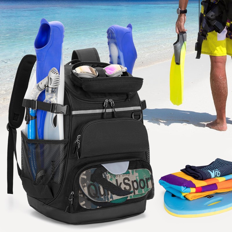 GOBUROS Swim Backpack with Separate Shoe Space, Swim Gear Bag