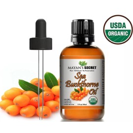 Mayan's Secret SEA BUCKTHORN FRUIT OIL UNREFINED VIRGIN USDA Organic Certified 1oz Glass bottle
