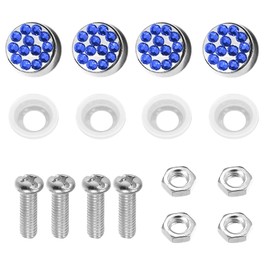 Bling Stainless Screws Fasteners for License Plate Frames and Covers - Rustproof, Handmade Glitter Crystal Diamond Accessory for Lincense Plate Protectersm,Bedazzled Sparkly (Blue Accessories)