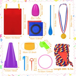 91Pcs Carnival Outdoor Games Potato Sack Race Bags for Adult Tug of War Rope Egg Spoon Bean Bags Ring Toss 3 Legged Relay Race Giant Tic Tac Toe Game Outdoor for Field Day Game Birthday Party