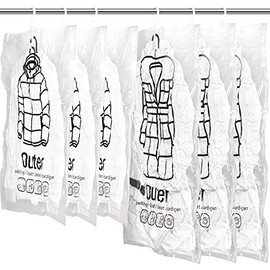 Meetall Paquete de 6 bolsas de almacenamiento al vacío reutilizables para ahorrar espacio con perchas. 3 piezas de 67 x 90 cm y 3 piezas de 67 x 110 cm. Funciona con cualquier aspiradora