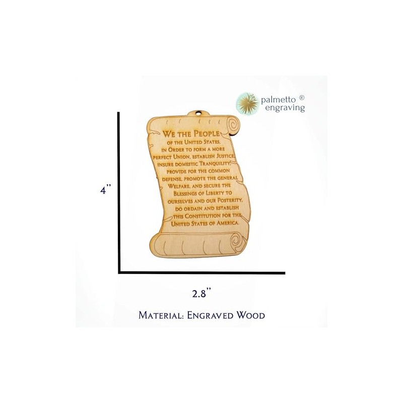 US Constitution Preamble Ornament, Americana Decor