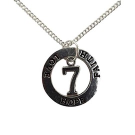 Silver Plated Necklace Birthday Anniversary Number 7 Charm Love Hope Faith Circle