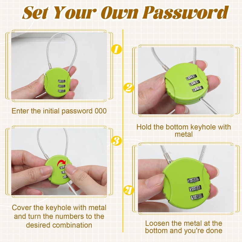 Bonsicoky 6 Pack 3 Digit Combination Lock - Outdoor Waterproof
