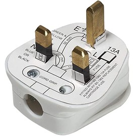 13Amp Fused Plug, UK 3A Mains 3-Pin, White, Single CE Certified