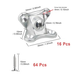 ONEBO Corner Connector Angle Fixing 16 Pieces Reinforced Heavy Duty Support Type Butterfly Removable Corner Angle for Wood Construction Angle for Furniture Connectors (with 64 Screws)