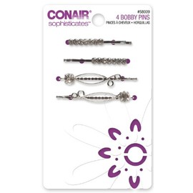 Scunci 58009 4 Piece Rhinestone Bobby Pins, 1.6 Ounce