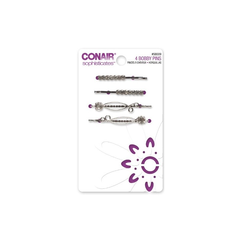 Scunci 58009 4 Piece Rhinestone Bobby Pins, 1.6 Ounce