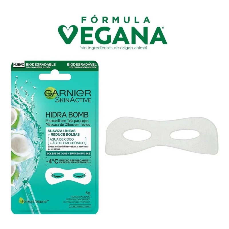 🔥 Mascarilla para ojos garnier hydra bomb ácido hialurónico 6g
