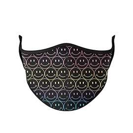 Top Trenz Reusable Face Mask Made with Stretch Cloth for Everyday Use - Indoor/Outdoor Face Cover - Rainbow Happy Glad Face - One Size Fits Most Ages 8+