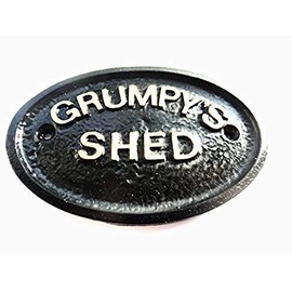 Artisan GRUMPY'S SHED WORKSHOP DOOR PLAQUE BLACK WITH GOLD RAISED LETTERING