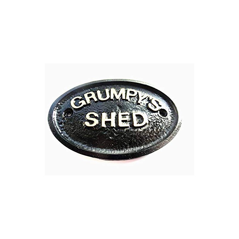 Artisan GRUMPY'S SHED WORKSHOP DOOR PLAQUE BLACK WITH GOLD RAISED