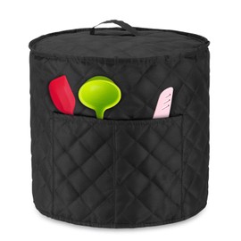 Luxja Dust Cover for 6 Quart Instant Pot, Cloth Cover with Pockets for Instant Pot (6 Quart) and Extra Accessories, Black Quilted Fabric (Medium)