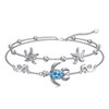 VONALA Sea Turtle Bracelet Sterling Silver Blue Opal Turtle Anklets