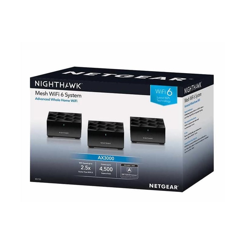 Netgear MK73-100NAR Nighthawk Dual-Band AX3000 3-Pack 3Gbps WiFi 6 Mesh