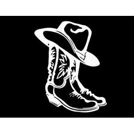 Cowboy Boots and Cowboy Hat NOK Decal Vinyl Sticker |Cars Trucks Walls Laptop|White|7.5 x 5.5 in|NOK1080
