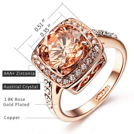 Acefeel Yellow Shinning Cubic Zirconia Topaz Rings For Women 18K Rose Gold Plated (Yellow, 6.5)