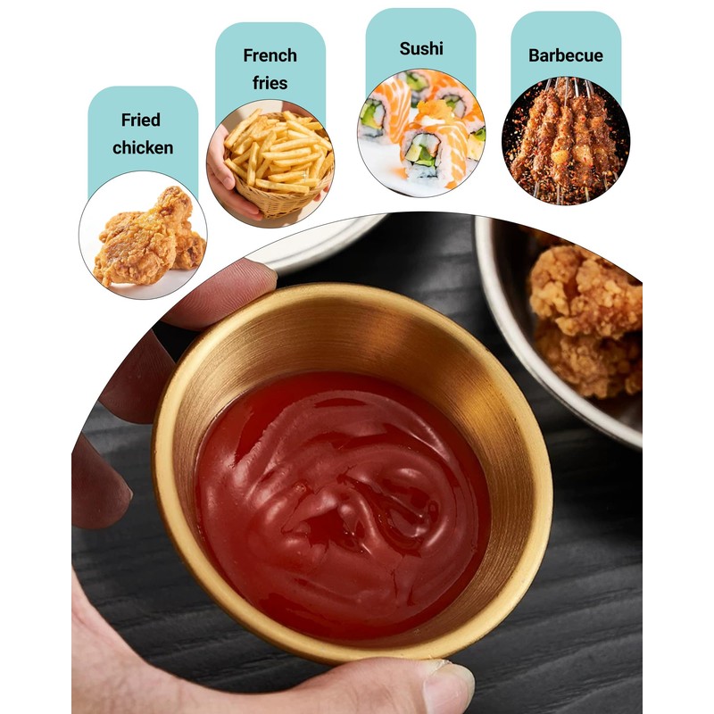 Gold Stainless Steel Dipping Bowls 10 Pack, 3.15 Inch