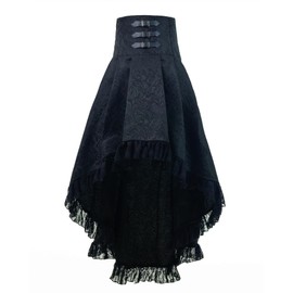 FCCAM Steampunk Women's Knee-Length Gothic Skirt Goth Skirt Festival Skirt Pirate Skirt Medieval Skirt, Black 964b