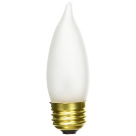 Bulbrite B25EFF 25-Watt Medium Base Incandescent Flame-Tip Chandelier Bulb, Frost, 2-Pack