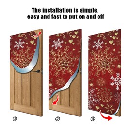 Qilmy Christmas Snowflake Door Cover Washable High Elastic Fabric Waterproof Front Festive Door Cover For Home, Indoor Outdoor Party Decoration,35 x 79 Inch
