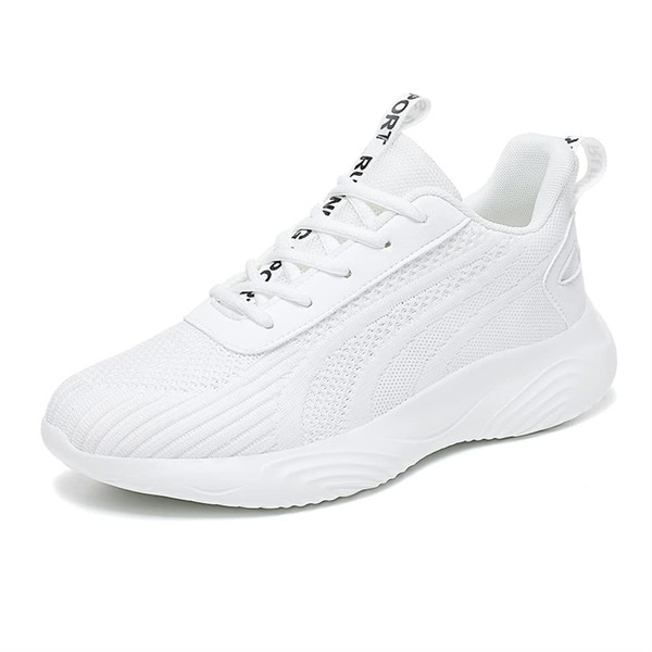 Chaussures de Running Course Homme Femmes Sports Fitness Gym Baskets Sneakers Poids Léger,Blanc,37EU