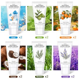 Dmsky Hand Repair Cream for Dry Cracked Hands,12 Pack Hand Cream Gift Set for Men Women, 6 Scents Moisturizing Hand Lotion for Hardworking Hands, Trav