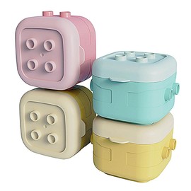 Building Blocks Food Storage Containers with Lids, 4PCS Reusable Snack Containers, Food Storage Containers, Stackable Lunch Box