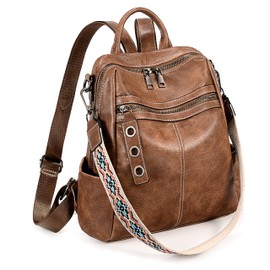 UTO Small Backpack for Women Fashion Classic Decorative Triple Circle Accessory Strap Bags