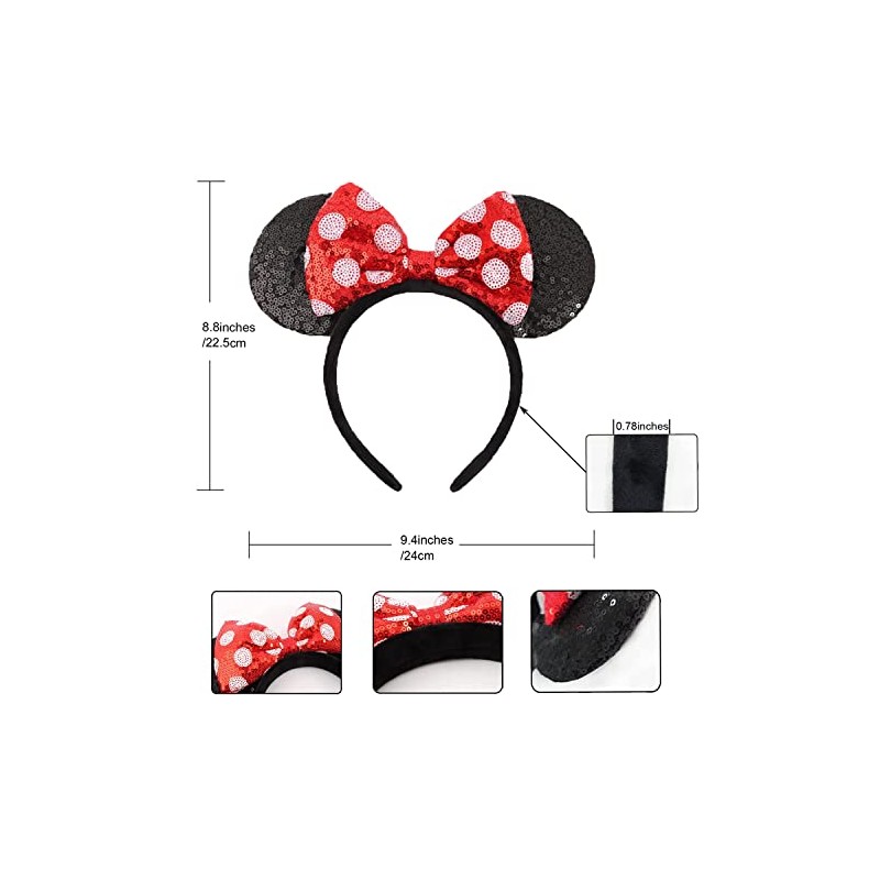 Mouse Ears Bow Headbands for Kids Girls Women