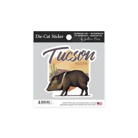 Die Cut Sticker Tucson, Arizona, Javelina, Lithograph, Contour Vinyl Sticker 1 to 3 inches (Waterproof Decal for Cars, Water Bottles, Laptops, Coolers), Small