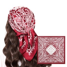 VANLINKER Paisley Satin Head Scarf for Women Men Versatile Silk-Like Hair Scarf Vintage Bandana Large Square Scarves (27.5") for Fashion, Hair, Handbags, & Gifts VL9327